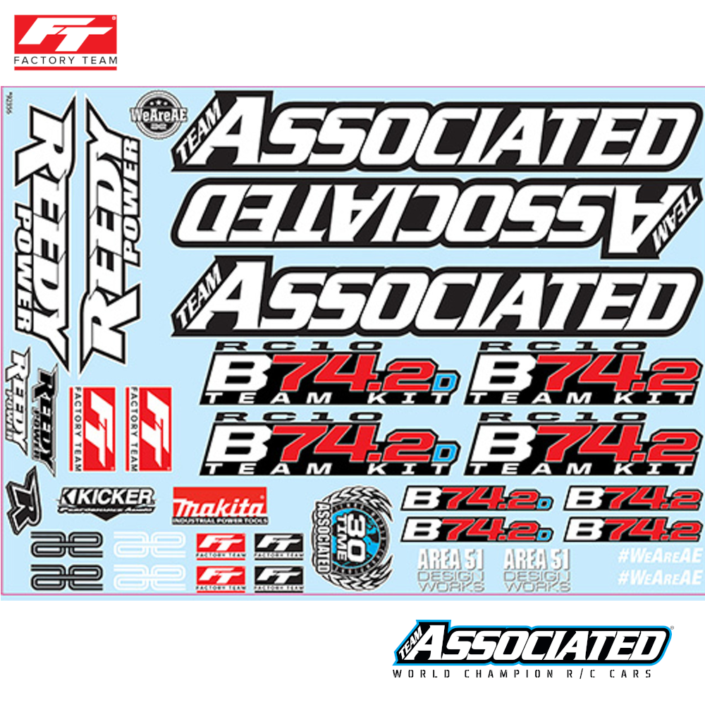 Decal Sheet Team Associated RC10B74.2 (92356) 1 Decal Sheet Team Associated RC10B74.2 (92356)