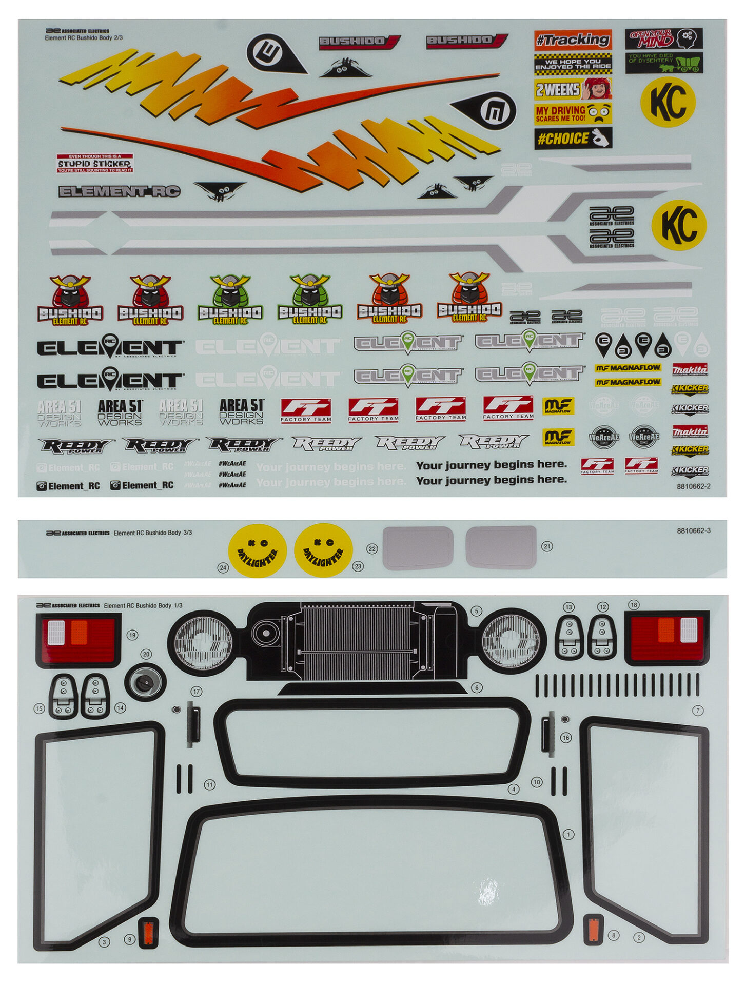 Element RC Bushido+ Body Decal Sheets 1 Element RC Bushido+ Body Decal Sheets