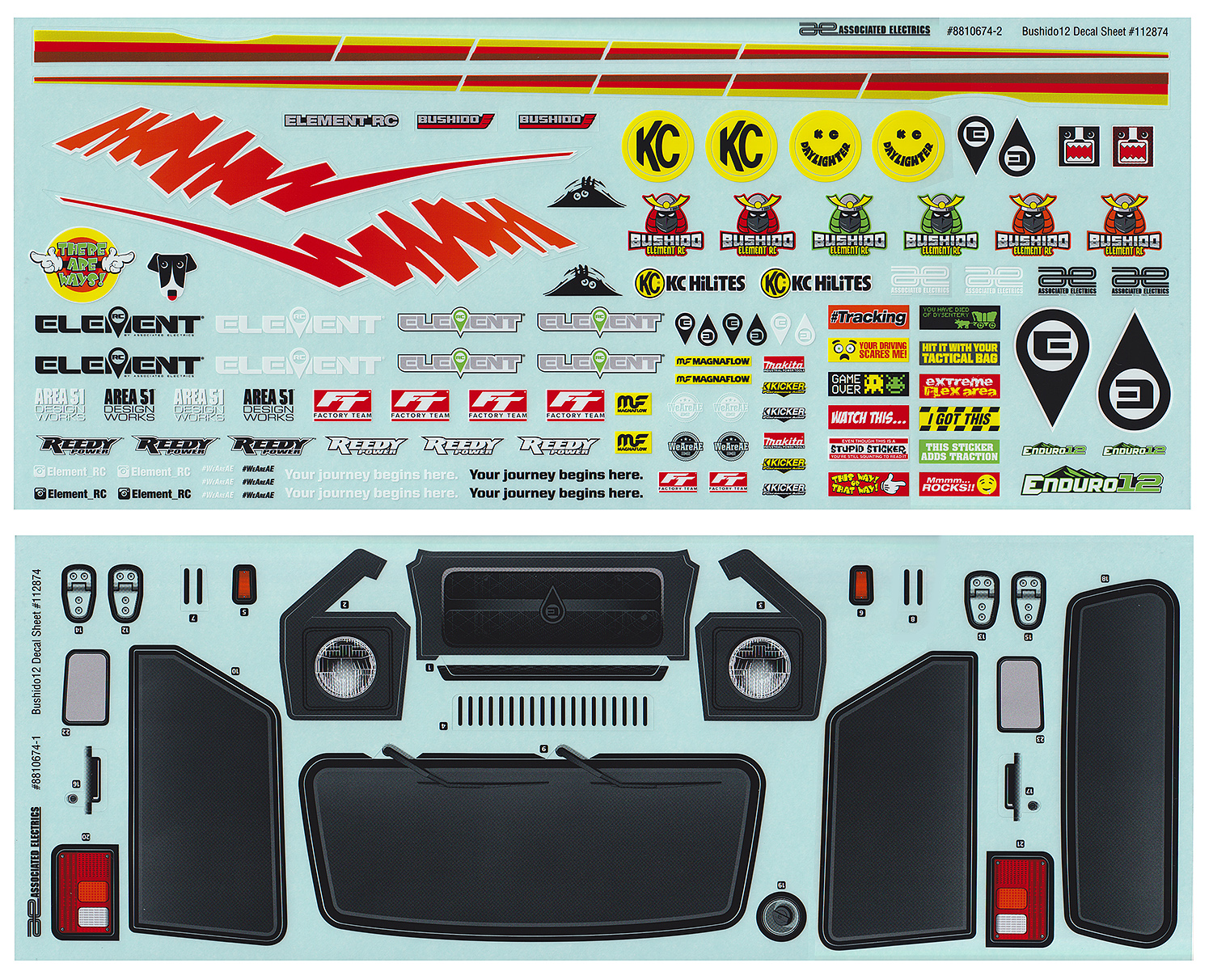 Element RC Enduro12, Bushido Aufkleberbogen 1 Element RC Enduro12, Bushido Decal Sheet