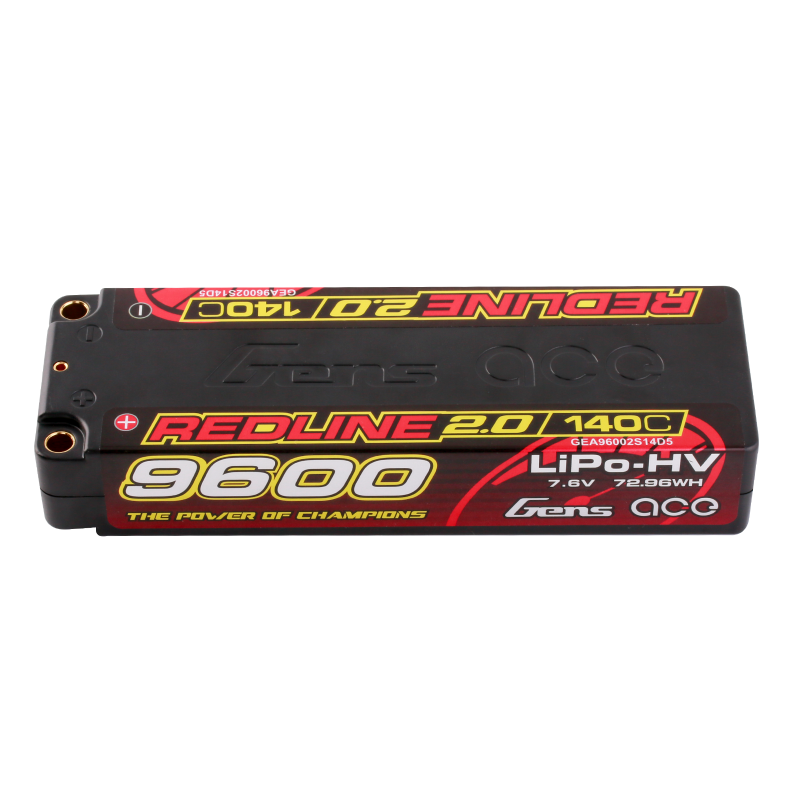 Gens Ace 9600mAh 140C 7.6V 2S LiPo Aku HV Redline 2.0 Hard Case (5mm, 324g) 1 Gens Ace 9600mAh 140C 7.6V 2S LiPo Battery HV Redline 2.0 Hard Case (5mm, 324g)
