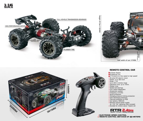 Absima 1:16 Truggy RACER RTR 4wd (black/orange)
