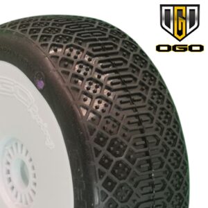 Ogo CHESTE Clay Un-Glued (2) - 1:8 Buggy tires | Inserts | White rims - 0103GCW