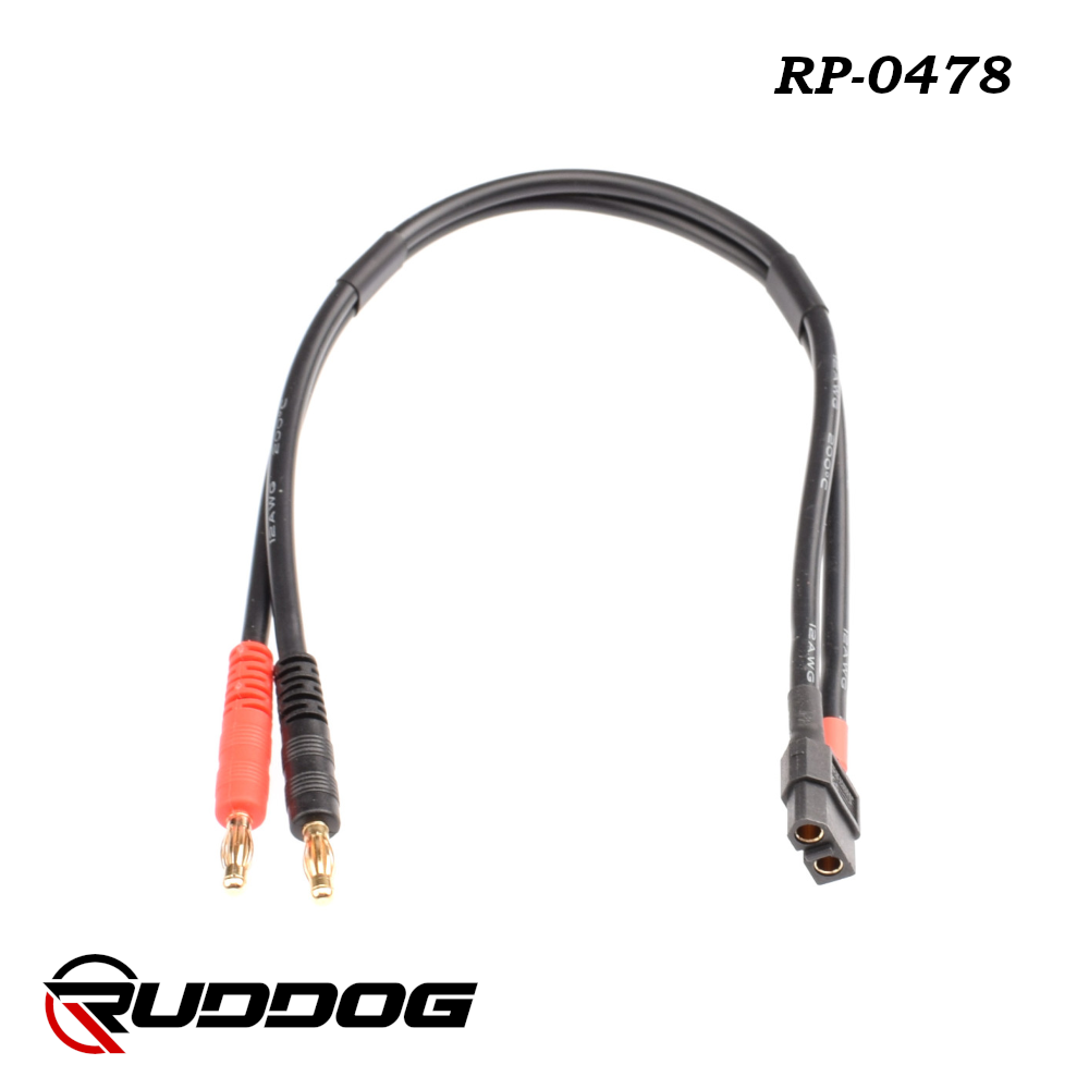RUDDOG Netzteil-Anschlusskabel 30 cm (XT60 auf 4-mm-Bullet-Stecker) 1 RUDDOG Power Supply Connector Wire 30cm (XT60 to 4mm Bullet Plug)