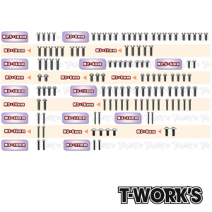 Screw set - RC10B7 (119 pcs) - 64 Titanium - T-Work's TSSU-RC10B7