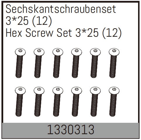 Screws Ball Head M3x25mm (12) (1330313) Absima 1 Screws Ball Head M3x25mm (12) (1330313) Absima