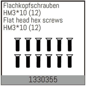 Screws Flat Head M3x10mm (12) (1330355) Absima