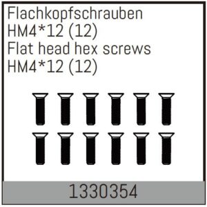 Screws Flat Head M4x12mm (12) (1330354) Absima