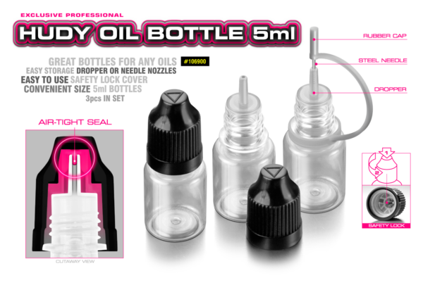 Hudy Oil Bottle, Nose, Steel Needle & Safety Lock - 5ml (3)