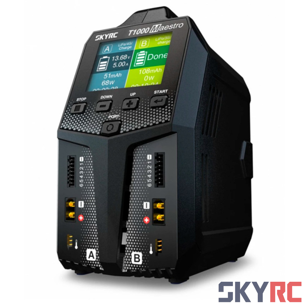 SkyRC T1000 AC/DC Dual Channel Smart Charger – 450W AC / 1000W DC 1 SkyRC T1000 AC/DC Dual Channel Smart Charger - 450W AC / 1000W DC