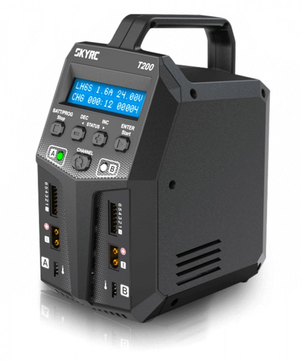 SkyRC T200 AC/DC kahekanaliline nutikas laadija – 2 × 100W / 12A 1 SkyRC T200 AC/DC Dual Channel Smart Charger - 2 × 100W / 12A