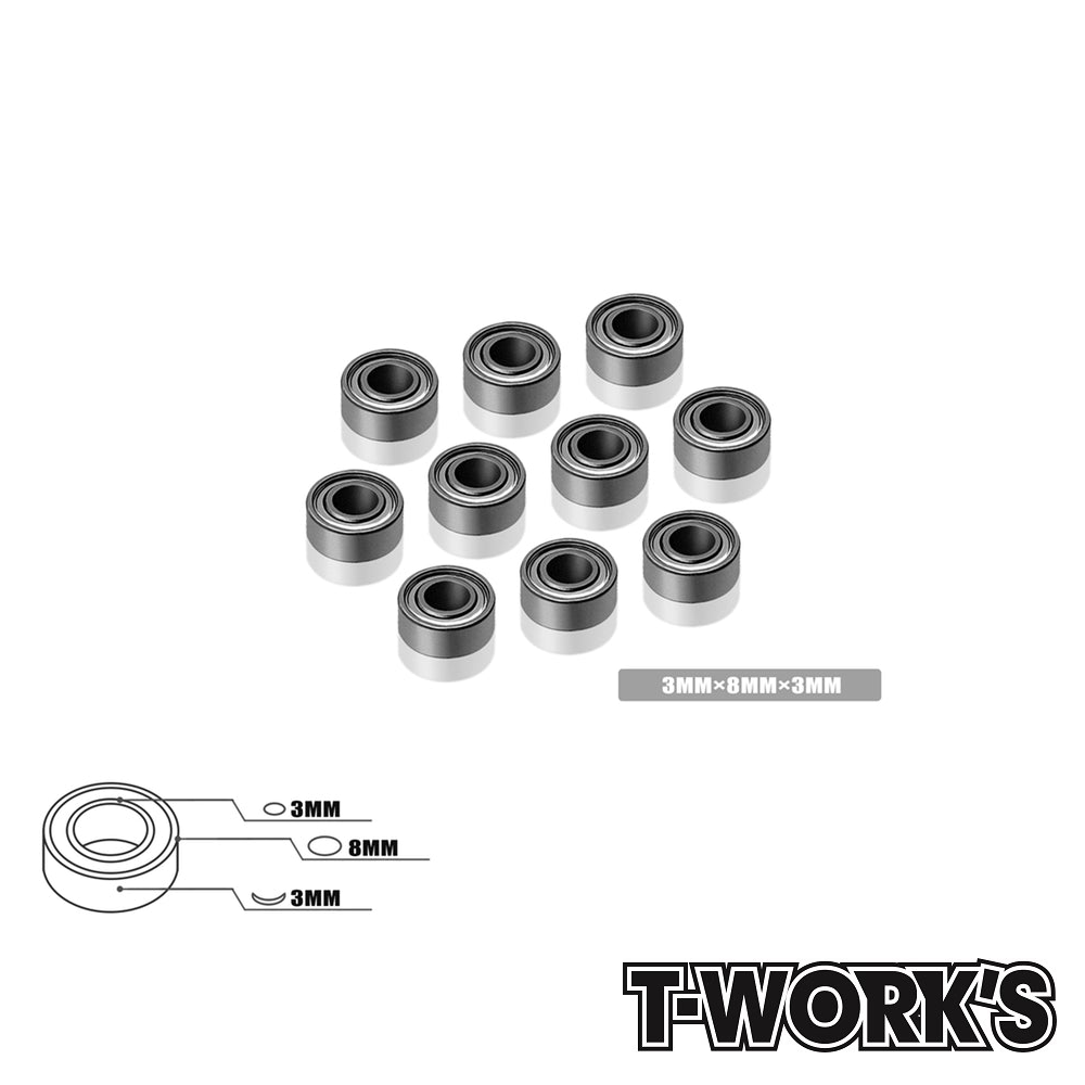 T-Work's Ball Bearings 3x8x3mm T-Work's Ball Bearing 3x8x3mm (10) #BB-383 1 T-Work's Ball Bearing 3x8x3mm (10) #BB-383