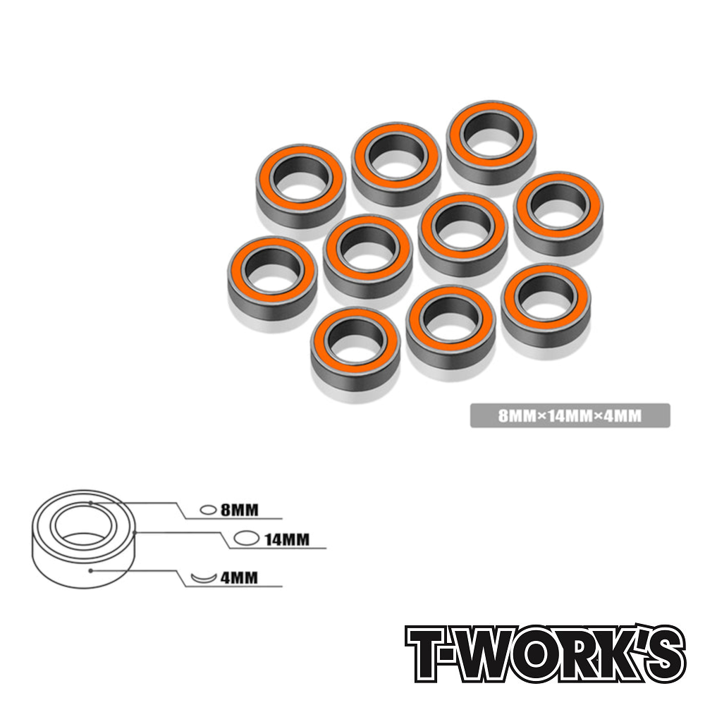 T-Work's Ball Bearing 8x14x4mm (10) #BB-8144 1 T-Work's Ball Bearing 8x14x4mm (10) #BB-8144