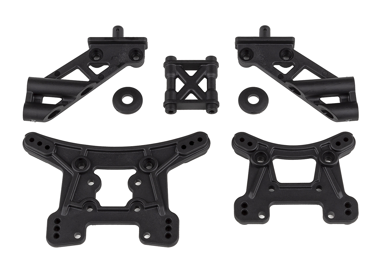 Team Associated Front and Rear Shock Towers and Wing Mounts Set 1 Team Associated Front and Rear Shock Towers and Wing Mounts Set