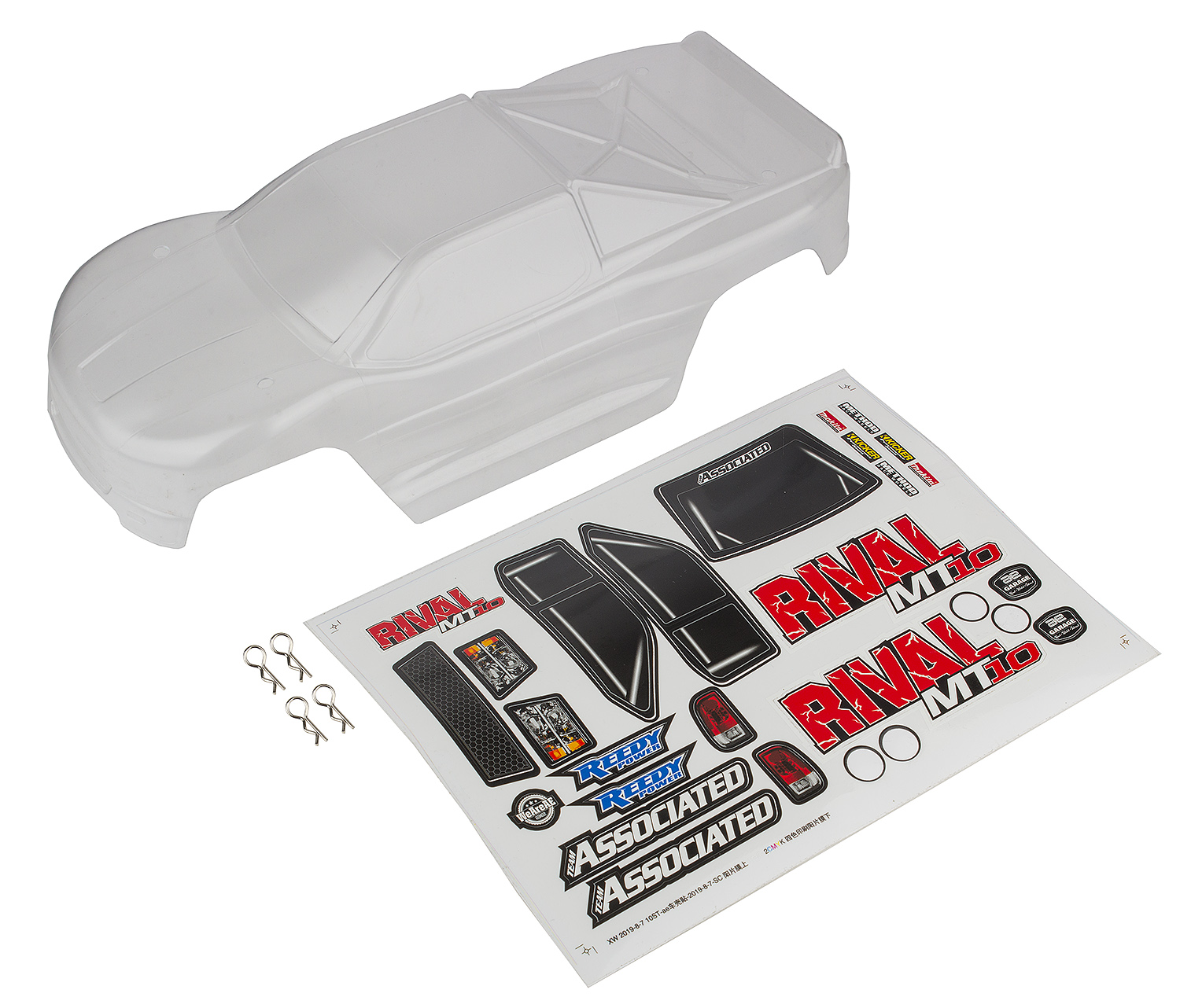 Team Associated Rival MT10 Karosserie, klar 1 Team Associated Rival MT10 Body, clear