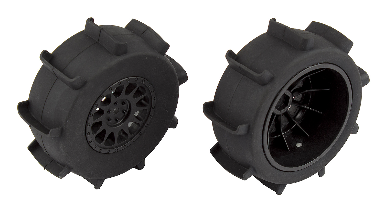 Team Associated Sandpaddel-Reifen mit Method-Felgen, fertig montiert, schwarz, hinten 1 Team Associated Sand Paddle Tires with Method Wheels, mounted, black, rear