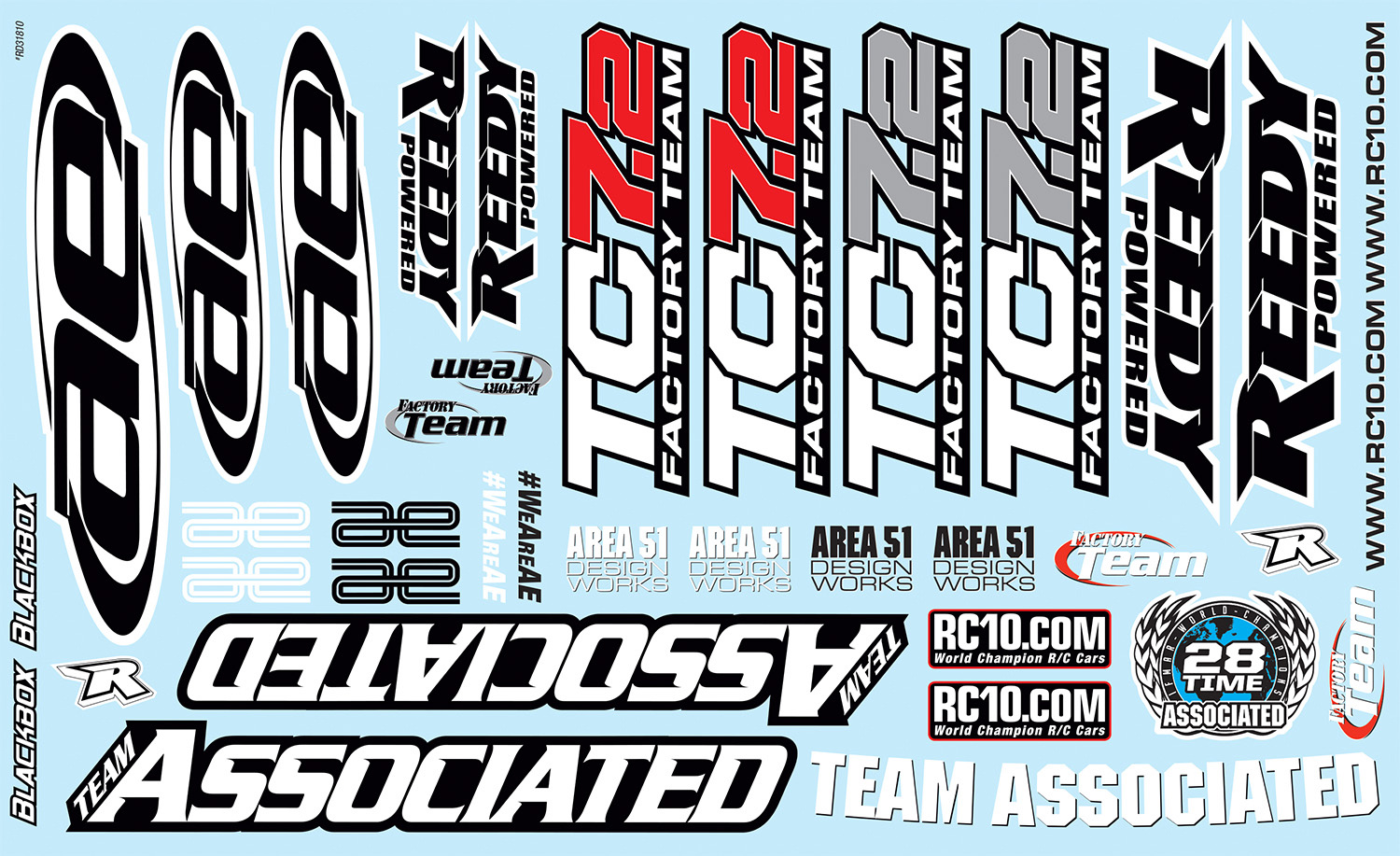 Team Associated TC7.2 Dekorbogen 1 Team Associated TC7.2 Decal Sheet