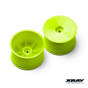 Xray Wheels Rear 12mm hex Yellow Hard (2) #329913-Y