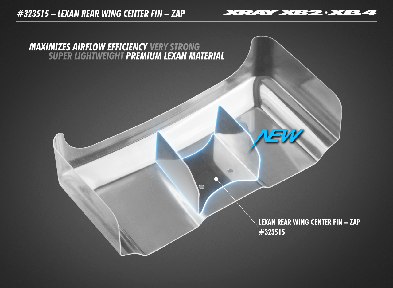 Xray Wing Rear Center Fin Zap (2) #323515 2 Xray Wing Rear Center Fin Zap (2) #323515
