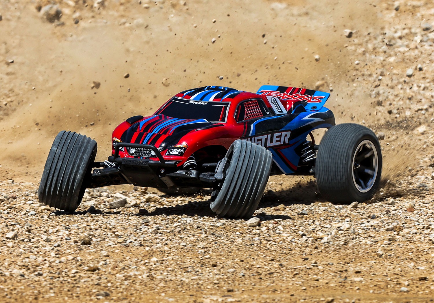 Traxxas Rustler XL-5 Punainen Traxxas Rustler 2wd XL-5 1:10 Stadium Truck with battery - Red 7 Traxxas Rustler XL-5 1:10 2wd Truck akulla - punainen