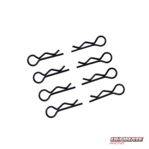 Ultimate Racing 1/10 Black Body Clips (8) #UR6411-N
