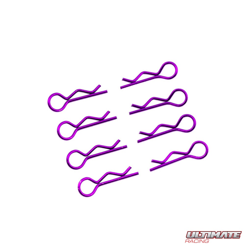 Ultimate Racing 1/10 Lillad Kereklambrid (8) #UR6411-P 1 Ultimate Racing 1/10 Purple Body Clips (8) #UR6411-P