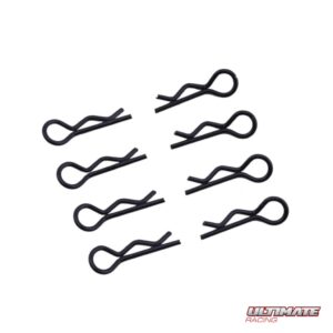 Ultimate Racing 1/8 Black Body Clips (8) #UR6412-N