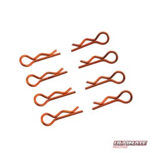 Ultimate Racing 1/8 Orange Body Clips (8) #UR6412-G