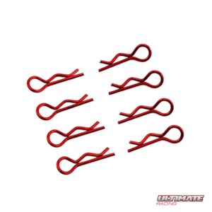 Ultimate Racing 1/8 Red Body Clips (8) #UR6412-R