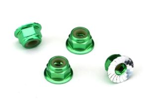4 mm Green Aluminum Lock Nuts (4)