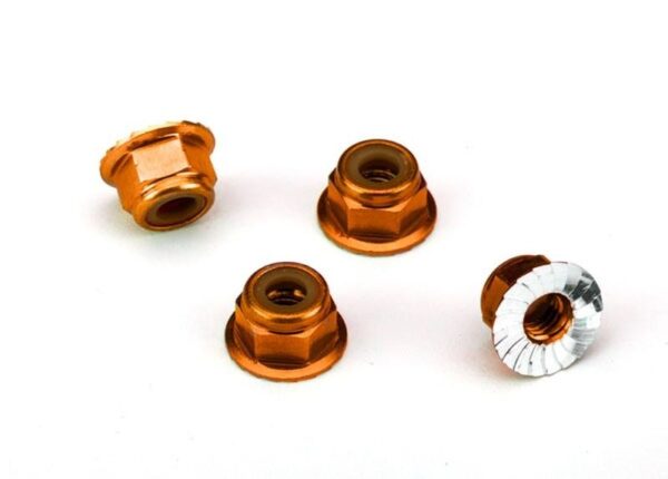 4 mm Orange Aluminum Lock Nuts (4)