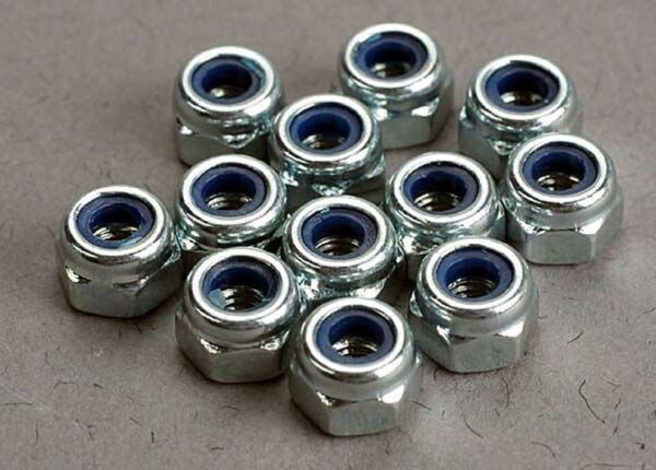 3mm Flanged Nylon Chrome Locking Nuts (12)
