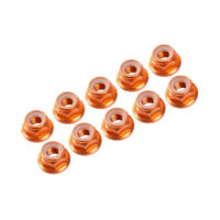 3mm Alu Nylon Nut Flanged (10) Orange