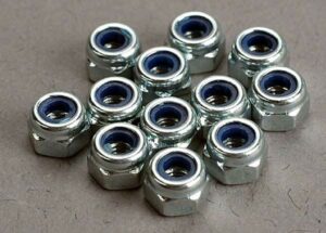 Nuts 3mm Flanged Nylon Chrome Locking (12) - Traxxas TRX2745