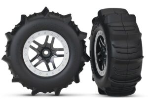 Traxxas 1:10 Short Course Tires - Paddle - Black Chrome rims - TRX5891