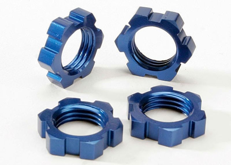 Traxxas 17 mm siniset alumiiniset uritetut pyöränmutterit (4 kpl) #TRX5353 1 Traxxas 17mm Blue Aluminum Splined Wheel Nuts (4) #TRX5353