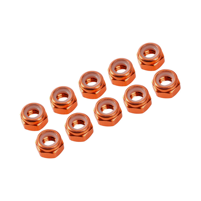 Ultimate Racing 3mm Orange Alu Nylon Nut (10) #UR1502-G 1 Ultimate Racing 3mm Orange Alu Nylon Nut (10) #UR1502-G