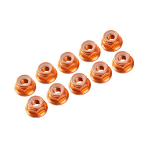 Ultimate Racing 3mm Orange Alu Nylon Nut Flanged (10) #UR1503-G