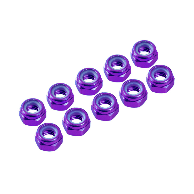 Ultimate Racing 3mm Purple Alu Nylon Nut (10) #UR1502-P 1 Ultimate Racing 3mm Purple Alu Nylon Nut (10) #UR1502-P
