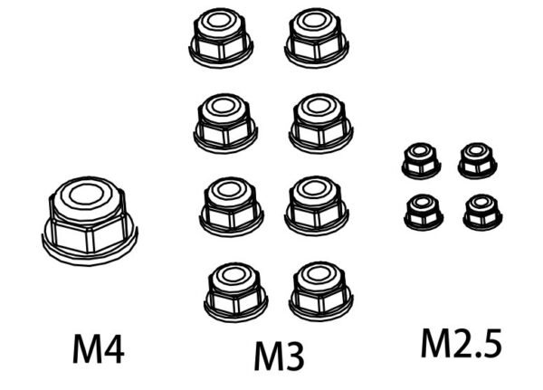 Absima 1610160 Nut Set M4*1/M3*8/M2.5*4
