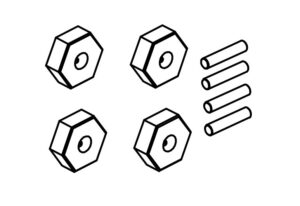 Absima 1610139 Wheel Hex Nuts & Pins (4)