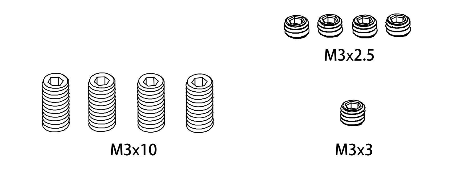 Absima 1610165 Grub Screws M3*2.5 / M3*3 / M3*10 / M4*4 1 Absima 1610165 Grub Screws M3*2.5 / M3*3 / M3*10 / M4*4
