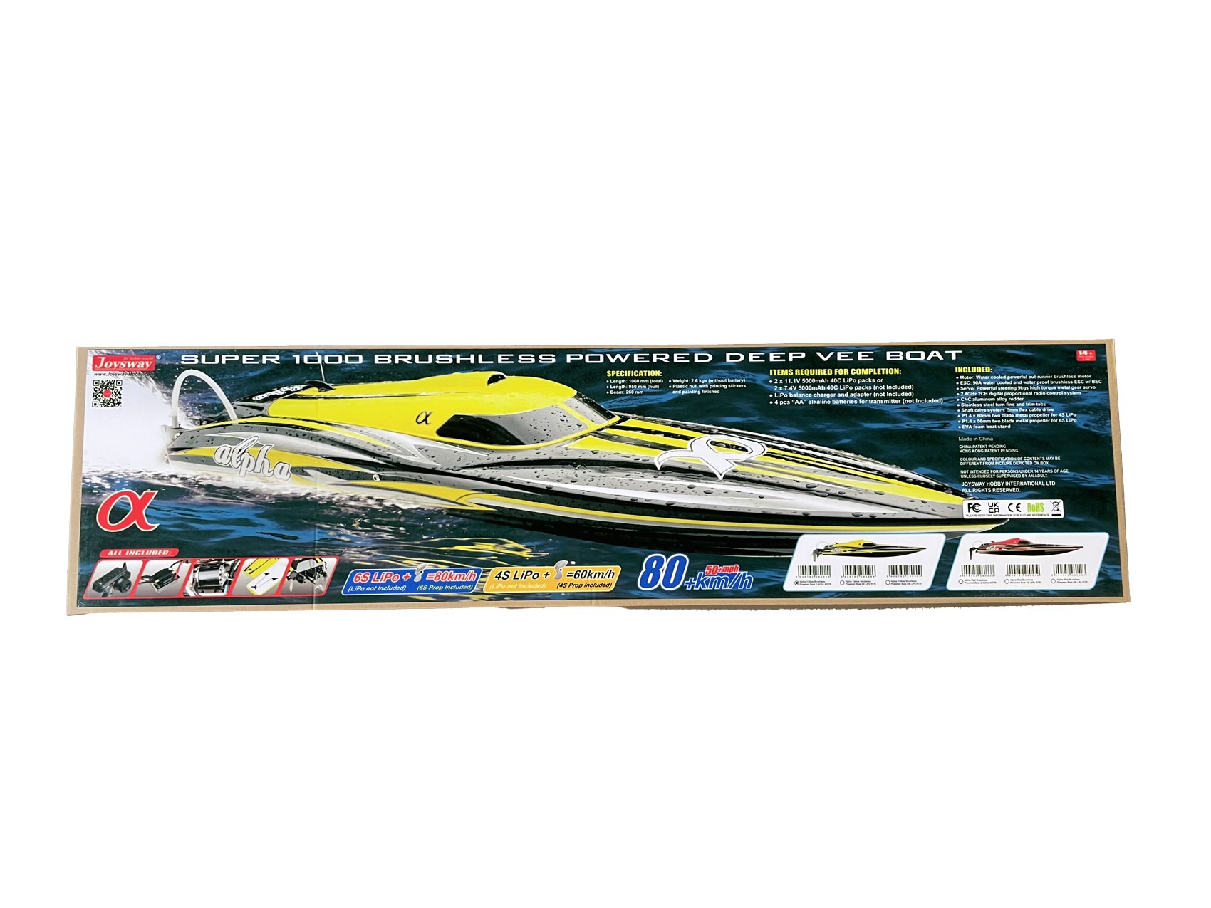 Joysway Alpha Super 1000 Brushless Deep Vee RC kiirpaat ARTR 1060mm 6S - Kollane 5 Joysway Alpha Super 1000 Brushless Deep Vee RC kiirpaat ARTR 1060mm 6S - Kollane