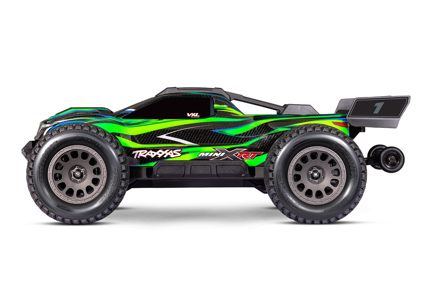 Traxxas Mini XRT Roheline Traxxas Mini XRT VXL-3s RC Auto Roheline 3 Traxxas Mini XRT VXL-3s remote control car green color side TRX108076-1 RTR RC Car in rc-modelshop.com