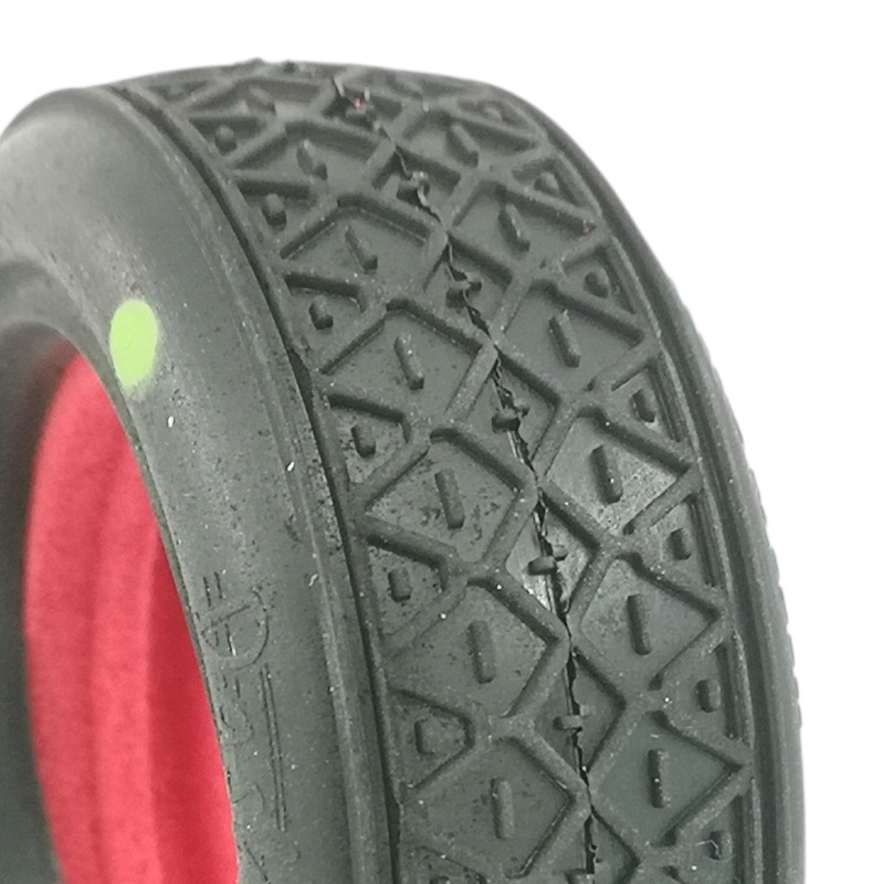 6Mik 1:10 Bagi 2wd Esirehv - DASH Green - Koos punase sisuga 2 6Mik 1/10 2wd buggy front tires DASH Green compound with red inserts