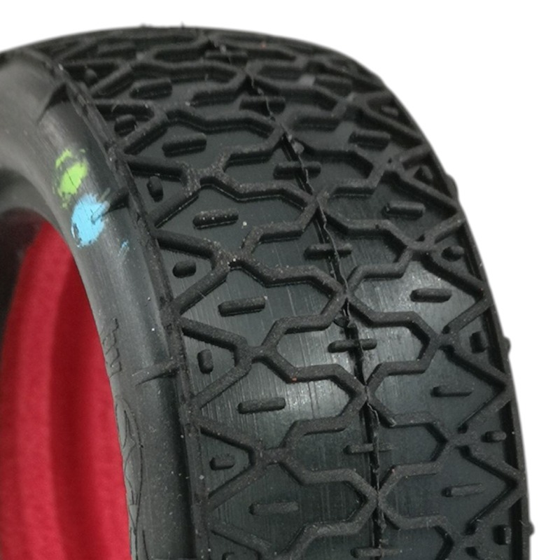6Mik 1:10 Bagi 4wd Esirehv - DASH Inter - Koos punase sisuga 2 6Mik 1/10 4wd buggy front tires DASH Inter Compound TI110I