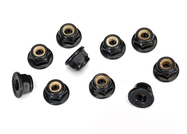 Traxxas Nuts M4 Flanged Nylon Locking Black #8347