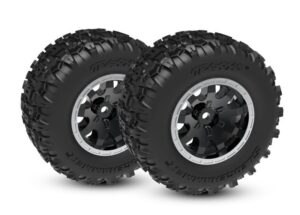 Traxxas Wheels Front Black & Satin w. Sledgehammer Tires #10771-STBLK