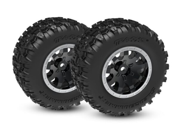Traxxas Wheels Front Black & Satin w. Sledgehammer Tires #10771-STBLK