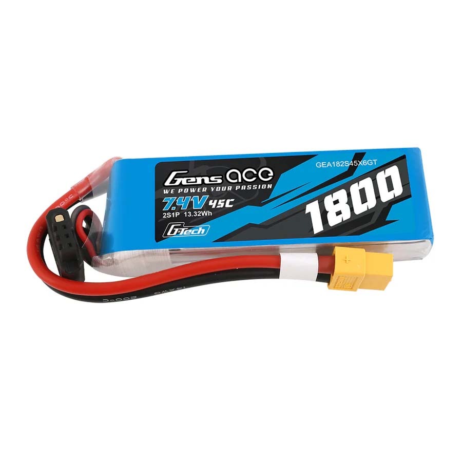 Gens Ace 1800mAh 7.4V 45C 2S Lipo Battery XT60 plug 1 Gens Ace 1800mAh 7.4V 45C 2S Lipo Battery XT60 plug