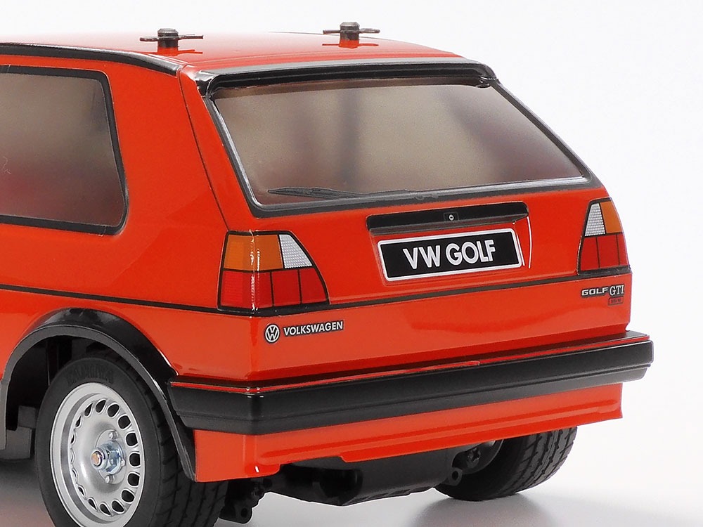 Tamiya Volkswagen Golf II GTI 16V Tamiya Volkswagen Golf Mk2 GTI 16V - MB-01 - 1:10 FWD RC Car Kit 5 Tamiya Volkswagen Golf II GTI 16V MB-01 Chassis 1/10 RC Car Bausatz Rückansicht
